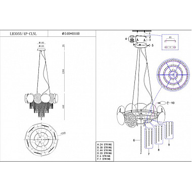 Подвесная люстра Tesiya LH3055/4P-CLNL