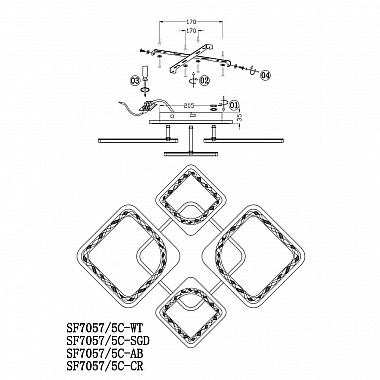 Потолочная люстра Seven Fires Brand SF7057/5C-WT-RGB