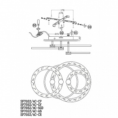 Потолочная люстра Seven Fires Oden SF7052/4C-CF-BL