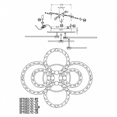 Потолочная люстра Seven Fires Oden SF7052/7C-GY-BL