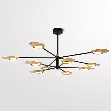 Люстра на штанге INGEL D150 10 lamps Black/Gold