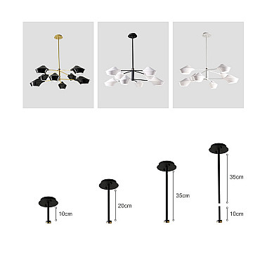 Люстра на штанге LANT D95 8 lamps Black/White