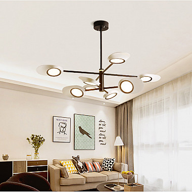 Люстра на штанге INGEL D120 8 lamps Black/Gold